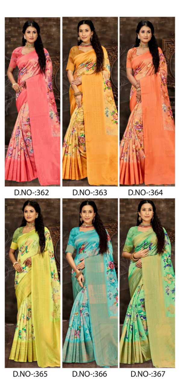 Ynf Veera Digital Print Fancy Exclusive Wear Banarasi Zari Silk Saree Collection 